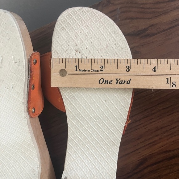 VTG Dr. Scholl’s The Original Wood Sole Sz 6 Orange Sandals Y2K Made in Italy - Picture 14 of 14